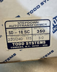 Todd Systems stepdown Autotransformer SD-18 SC, 220/240 To 115
