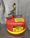 Justrite Safety Disposable Can 2 Gallon P/N 12762 Non-Metallic Body