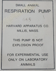 HARVARD APPARATUS 55-0798 SMALL ANIMAL RESPIRATION UNIT MODEL 665