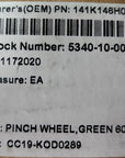 Generic 141K146H02 Pinch Wheel Green 60A 1.25x6"
