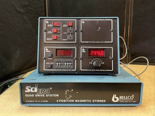 BELLCO SCI ERA QUAD 7766  DRIVE SYSTEM CONTROLLER & 4 Position Magnetic Stirrer