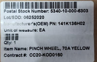 Generic 141K136H02 Pinch Wheel 2.3x6” Rubber Flexing Yellow 70A