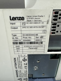 LENZE ECSEE040C4B POWER SUPPLY SERVO 400V-565V 31.3-38.5A U3S