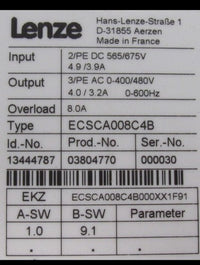 Lenze ECSCA008C4B Achsmodul IMax = 8.0A Cold-Plate-Technik Servo Drive Module