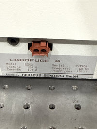 Baxter Labofuge A 2502 Centrifuge W/ Heraeus Sepatech 2165 Rotor