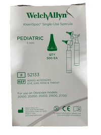 Welch Allyn 52133 KleenSpec 3mm Disposable Specula 500/Box NEW