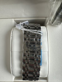 Olevs Men’s Watch Skeleton 5 Hands Silver Band, Blue Dial