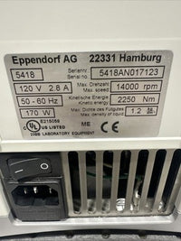 Eppendorf 5418 Benchtop Centrifuge w/FA-45-18-11 Rotor and Lid, WORKING GREAT!