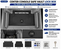 Center Console Safe Box Fits 2023-2025 Chevy Silverado GMC Sierra Kit