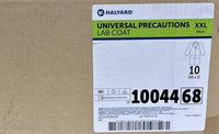 Halyard Lab Coat XXL White Disposable REF 1004468 10 Ct Spunbond