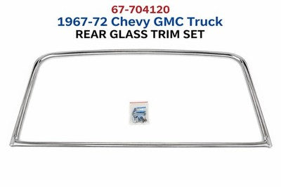 67-704120 1967-72 Chevy GMC Truck Rear Glass Trim Set Stainless Steel