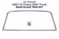 67-704120 1967-72 Chevy GMC Truck Rear Glass Trim Set Stainless Steel