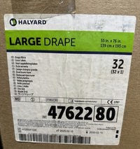 Halyard Large Drape 55x76 in Sterile EO Ref 47622 Case of 32 Exp 2030