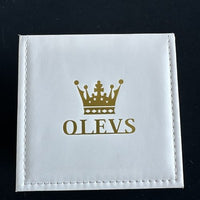 Olevs Mens Luxury Watch Skeleton, Moon Phase, Silver/Gold Band, Green Dial