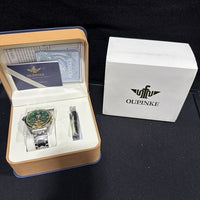 Oupinke GreenSkeleton Tourbillon Luminous Formal Automatic Mechanical Wristwatch