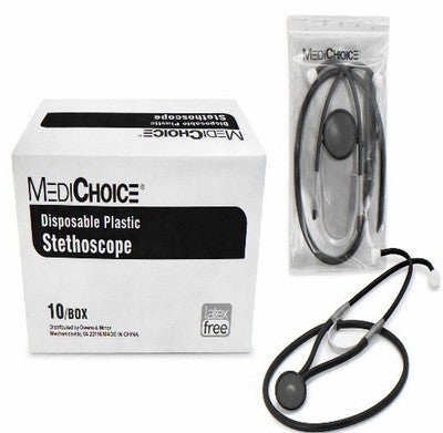 MediChoice Disposable Plastic Stethoscope – Latex Free (10/Box) Ref 994910