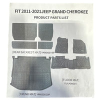 2011-2021 Jeep Grand Cherokee All Weather Floor Mat Cargo Liner Set