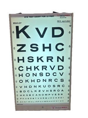 Tech-Med Illuminated Eye Chart Model 3062 20 Ft Equivalent Wall Mount