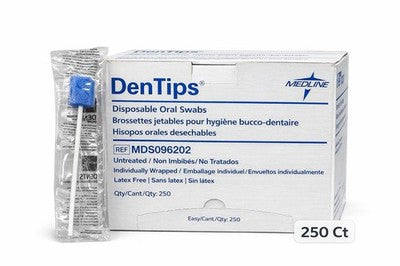 Medline DenTips Oral Swabs Untreated Individually Wrapped 250Ct MDS096202