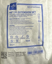 Medline 60” Extension Set DYNTN1603 Clamp Luer Lock Smallbore Sterile 100Ct