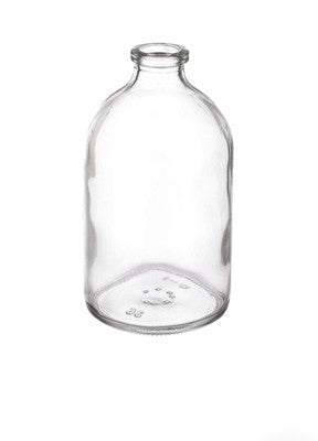 2X 100ml Molded Clear Glass Serum Vials 20mm Crimp Top  ( 2 round  bottles)
