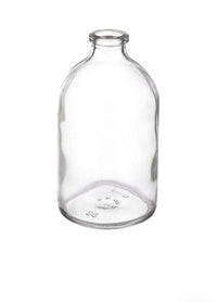 2X 100ml Molded Clear Glass Serum Vials 20mm Crimp Top  ( 2 round  bottles)