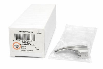 ARMSTRONG 8603X Macintosh Blade – Size #3, Silver – Latex Free – New
