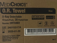 80x 20 Bags of 4 MediChoice O.R. Sterile Rad Detectable Towels (2029) 16"x24"