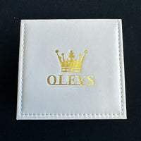 Olevs Mens Luxury Watch Skeleton, Day Date, Gold Band, Gold Dial