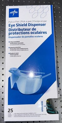 Medline Pick-A-Pair Eye Shield Dispenser, 25 pairs, ready-to-wear, latex-free.