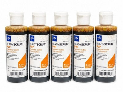 Medline ReadyScrub PVP Povidone-Iodine 7.5% Solution 4oz Lot of 5 MDS093945