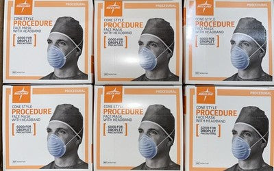 Medline Cone Style Procedure Face Mask with Headband Ref NON27381 Qty300