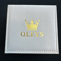 Olevs Men’s Luxury Watch, Day Date, Diamond, Silver Band, White Face