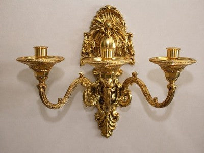Vintage Style Gold 3-Arm Wall Sconce Candle Holder Light Fixture
