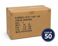 Case of 50 Clear Hinged Clamshell Blister Packaging 25.22 x 4.88 x 2in