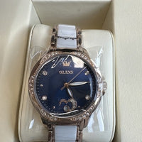 OLEVS Waterproof Luminous Diamond Dial Automatic Watch Women's Blue Heart