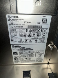 Zebra ZT410 Industrial Thermal Label Printer. SN: 18J193301384