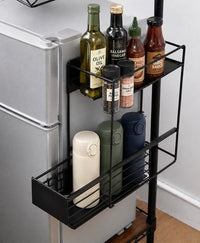 Magnetic Fridge Sliding Shelf Organizer Black Storage Rack Kitchen Dorm