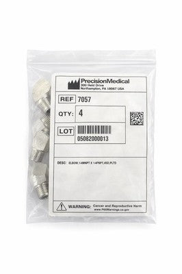 Precision Medical 7057 1/4” MNPT x 1/4” FNPT 45° Elbow Fitting (Qty 4) NEW