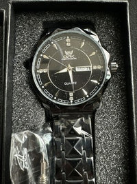 OPK Men's Analog Quartz Watch Black Stainless Steel Band