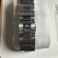 Oupinke Men’s Luxury Watch Silver Band, Silver Dial, Black Bezel