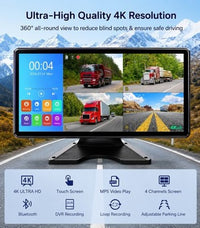 4 Channel 10.36” Touch Screen Backup Camera System DVR IR Night Vision