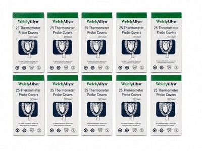 Welch Allyn 05031 Thermometer Probe Covers 25 Ct Box Lot of 10 New 250 Covers