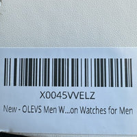 Olevs Men’s Luxury Watch, Day Date, Diamond, Silver Band, Silver Face