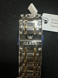 OLEVS Men Watch Mechanical Skeleton, Moon Phase, Black Face, Gold/Silver Band