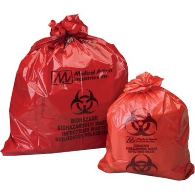 Biohazard Medical Action 108MP Waste Bags 25X34X1.2 Mil Case/250 Bags