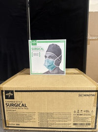 Medline NON27382 - Chamber Style Surgical Face Mask With Ties 300 Pcs (Green)
