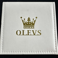 Olevs Mens Luxury Watch Skeleton, Moon Phase, Silver/Gold Band, Black Dial