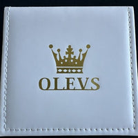 Olevs Mens Luxury Watch Skeleton, Day Date, Silver/Gold Band, Blue Dial