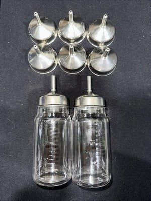 2 Tecniplast 150ml Feeder Bottles For Lab Animals w/ 8 Caps